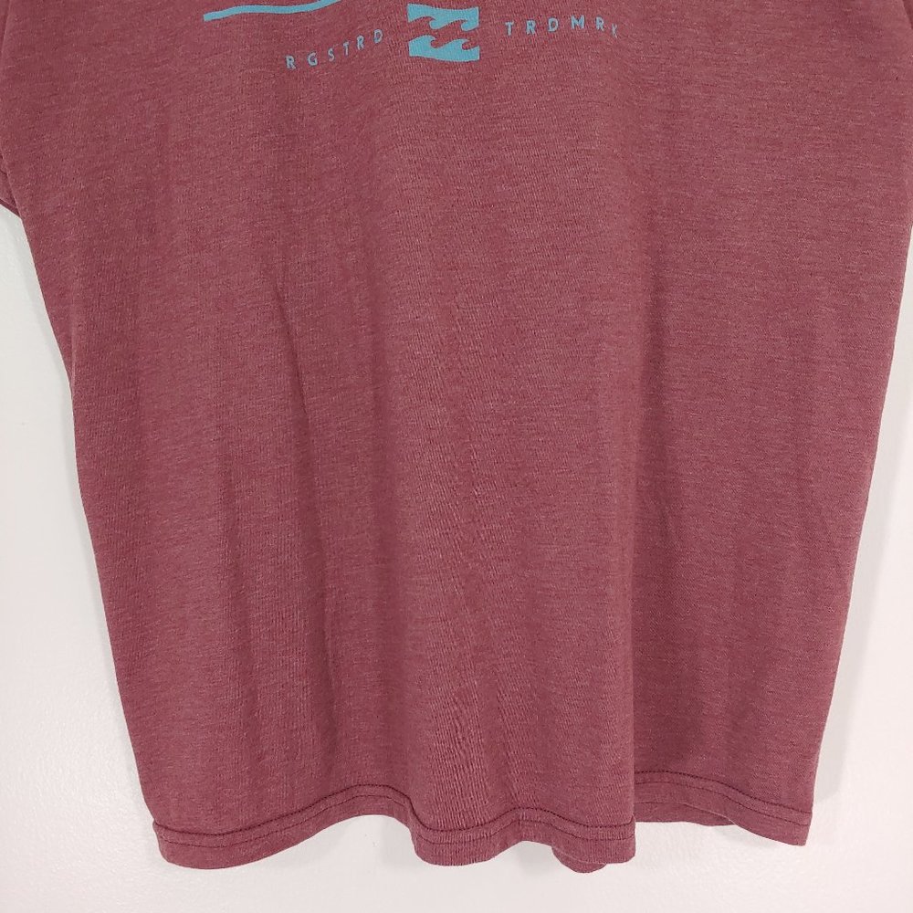Billabong Soft Graphic T-Shirt Surf Waves Logo Maroon Men's Large - Picture 3 of 7
